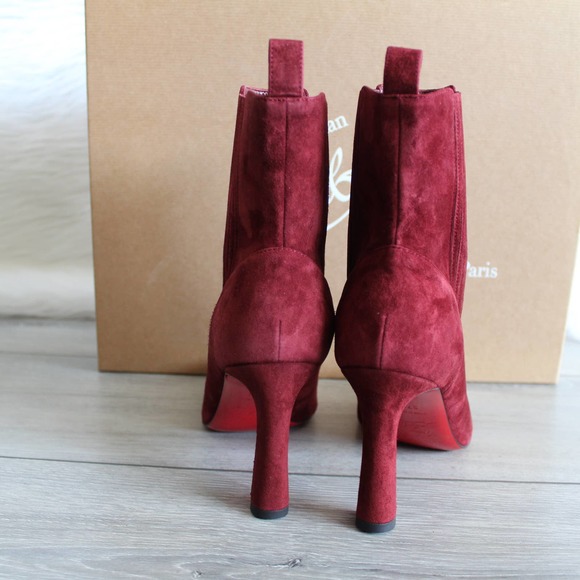 Christian Louboutin Me In The 90s Maroon Suede Booties 37.5 - Picture 8 of 15